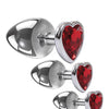 Adam & Eve Three Hearts Gem Anal Plug Set - Silver/Red