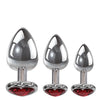 Adam & Eve Three Hearts Gem Anal Plug Set - Silver/Red