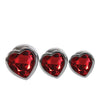Adam & Eve Three Hearts Gem Anal Plug Set - Silver/Red