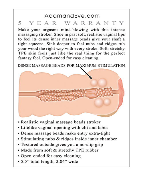 Adam & Eve Adam's Tight Stroker w/Massage Beads - Ivory