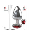 Adam & Eve Red Heart Gem Anal Plug - Medium Red/Chrome