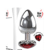 Adam & Eve Red Heart Gem Anal Plug - Large Red/Chrome