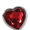 Adam & Eve Red Heart Gem Anal Plug - Large Red/Chrome