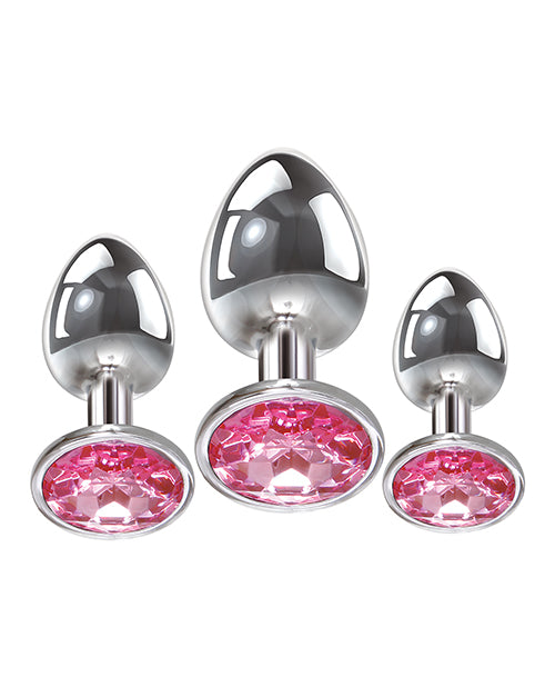 Adam & Eve Pink Heart Gem Anal Plug Set