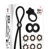 Adam & Eve Adam's Deluxe Penis Ring Sampler - Black/Smoke