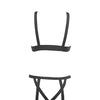 Kitten Teaser Strappy Open Cup Bra & Open Panty w/Leg Straps Black O/S