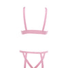 Kitten Teaser Strappy Open Cup Bra & Open Panty w/Leg Straps Pink O/S