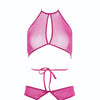Allure Marley Mesh Peek A Boo Top & Open Panty Hot Pink L/XL