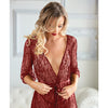 Allure Valentina Leopard Lace Robe & G-String - Ruby