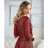 Allure Valentina Leopard Lace Robe & G-String - Ruby
