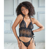Allure Gigi Peek a Boo Babydoll w/Tie Side Open Panty - Black
