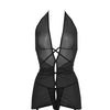 Allure Savannah Sheer Mesh Garter Dress & Open Thong Black L/XL
