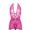 Allure Savannah Sheer Mesh Garter Dress & Open Thong Hot Pink L/XL