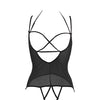 Allure Angelina Sheer Mesh Under Bust Teddy Black S/M