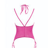 Allure Angelina Sheer Mesh Under Bust Teddy Hot Pink L/XL