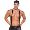 Zeus Wet Look Suspender Shorts Black O/S