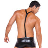 Zeus Wet Look Suspender Shorts Black O/S