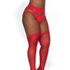 Sheer Garter Belt Pantyhose Red QN