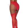 Sheer Garter Belt Pantyhose Red QN