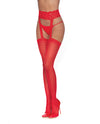 Sheer Garter Belt Pantyhose Red O/S