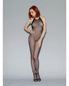Fishnet Open Crotch Halterd Top Bodystockng Black O/S