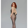 Fishnet Open Crotch Halterd Top Bodystockng Black O/S