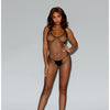 Diamond Net Halter Open Crotch Bodystocking (Thong Not Included) Black  O/S