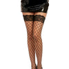 Fence Net Thigh High Stockings w/Stay Up Silicone Top Black O/S
