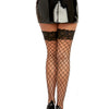 Fence Net Thigh High Stockings w/Stay Up Silicone Top Black O/S