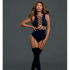 Cross Vest Teddy Bodystocking Black O/S