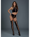 Opaque Seamless Bralette & High Waisted Garter Panty & Thigh Highs Black O/S