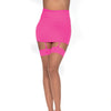 Cuban Heel Sheer Thigh High Stocking w/Back Seam Nude/Hot Pink O/S