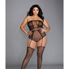 Strapless Teddy Bodystocking w/Attached Garters Black QN