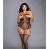 Strapless Teddy Bodystocking w/Attached Garters Black QN