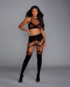 Seamless Bralette & Garter Skirt Black O/S