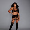 Seamless Bralette & Garter Skirt Black O/S