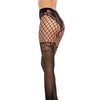Multi Pattern Fishnet & Lace Panty Hose Black O/S