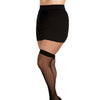 Diamond Net Thigh Highs w/Back Seam & Vinyl Bowtie Black QN