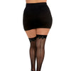 Diamond Net Thigh Highs w/Back Seam & Vinyl Bowtie Black QN