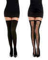 Opaque Knitted Thigh High Stockings w/Criss Cross Detail (can be worn two ways) Black O/S