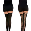 Opaque Knitted Thigh High Stockings w/Criss Cross Detail (can be worn two ways) Black O/S
