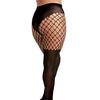 Pantyhose w/Solid Knitted Panty & Thigh High Look Black QN
