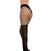 Pantyhose w/Solid Knitted Panty & Thigh High Look Black O/S