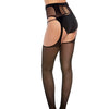 Fishnet Suspender Garter Pantyhose w/Criss Cross Detail Black O/S