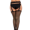 Fishnet Suspender Garter Pantyhose w/Back Seam & Bow Accent Black QN