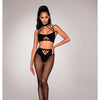 Strappy Bralette & Pantyhose Bodystocking Set Black O/S