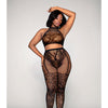 Halter Fishnet Bralette & Pantyhose Bodystocking Black QN