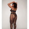 Halter Fishnet Bralette & Pantyhose Bodystocking Black QN