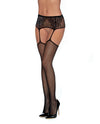 Abstract Knitted Garter Pantyhose w/Attached Stockings Black O/S