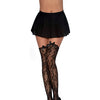 Knitted Lace Design Thigh High Stockings Black O/S